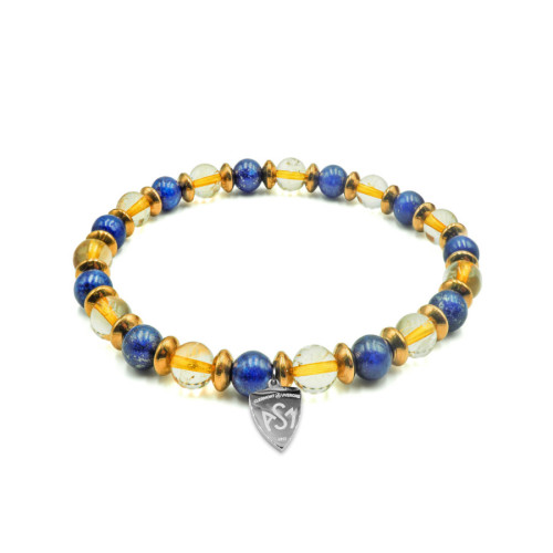 Bracelet ASM - acier élastique pierres naturelles pour femme  - citrine - lapiz lazuli – Bijoux Officiels ASM Clermont 2