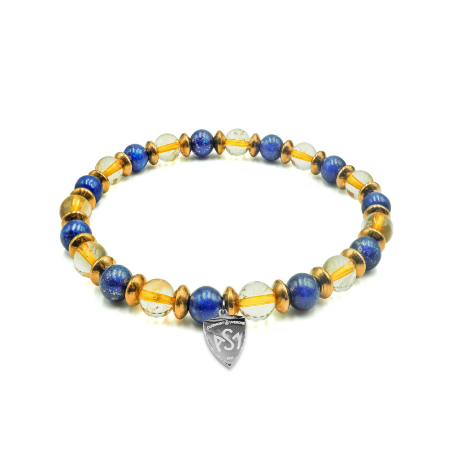 Bracelet ASM - acier élastique pierres naturelles pour femme  - citrine - lapiz lazuli – Bijoux Officiels ASM Clermont