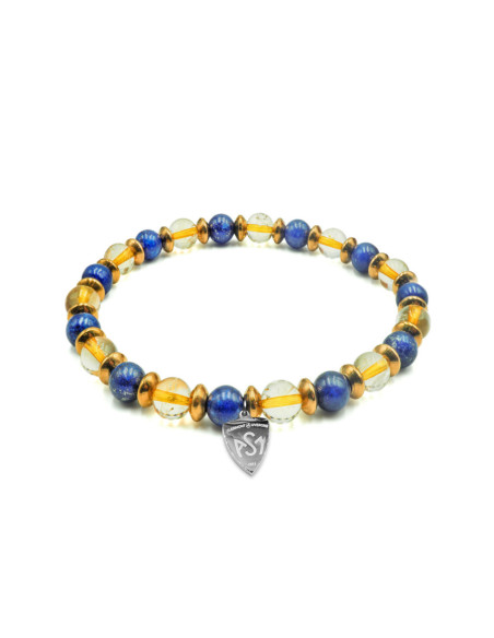 Bracelet ASM - acier élastique pierres naturelles pour femme  - citrine - lapiz lazuli – Bijoux Officiels ASM Clermont