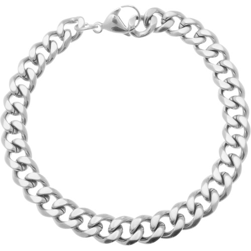 Bracelet en acier - couleur argent - maille cubaine - largeur 5mm - longeur 20cm - Carla Valenti