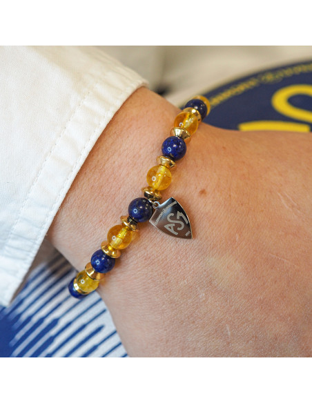 Bracelet ASM - acier élastique pierres naturelles pour femme  - citrine - lapiz lazuli – Bijoux Officiels ASM Clermont