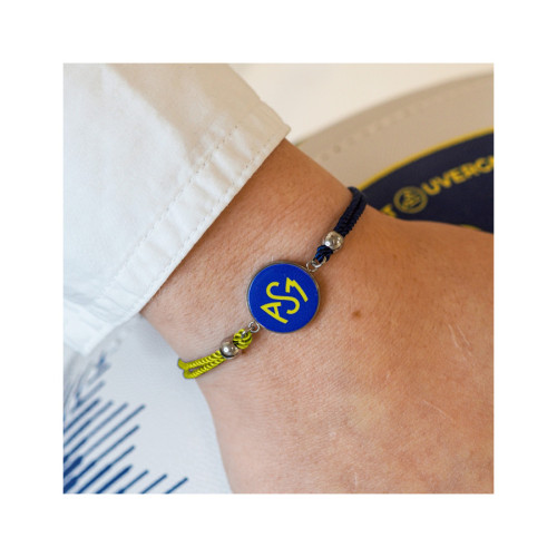 Bracelet ASM - coton bleu et jaune - Logo  jaune fond bleu – Bijoux Officiels ASM Clermont