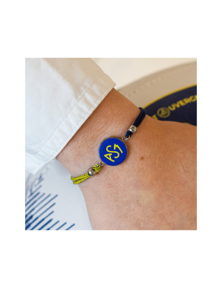 Bracelet ASM - coton bleu et jaune - Logo  jaune fond bleu – Bijoux Officiels ASM Clermont