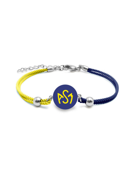 Bracelet ASM - coton bleu et jaune - Logo  jaune fond bleu – Bijoux Officiels ASM Clermont