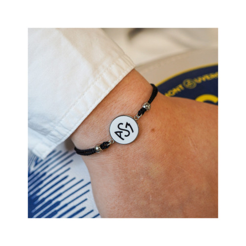 Bracelet ASM - coton noir - Logo noir fond blanc – Bijoux Officiels ASM Clermont