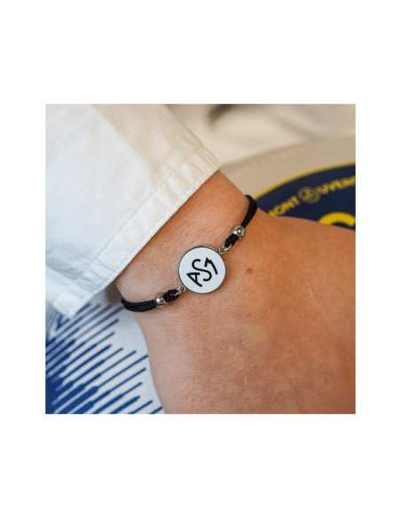 Bracelet ASM - coton noir - Logo noir fond blanc – Bijoux Officiels ASM Clermont