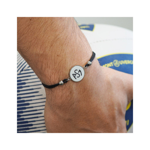 Bracelet ASM - coton noir - Logo noir fond blanc – Bijoux Officiels ASM Clermont 2