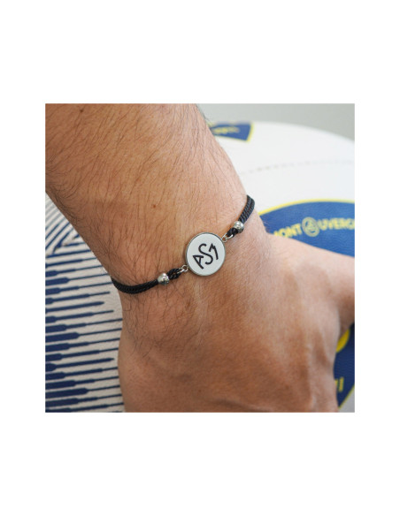 Bracelet ASM - coton noir - Logo noir fond blanc – Bijoux Officiels ASM Clermont