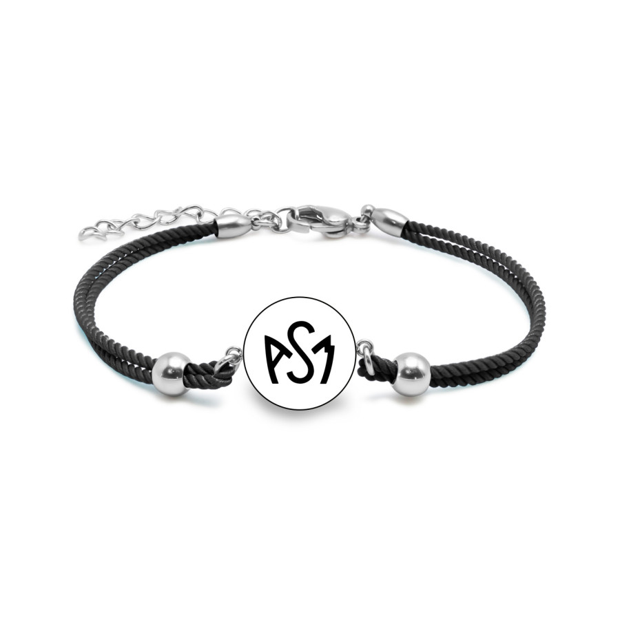 Bracelet ASM - coton noir - Logo noir fond blanc – Bijoux Officiels ASM Clermont
