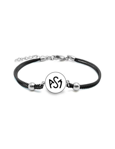 Bracelet ASM - coton noir - Logo noir fond blanc – Bijoux Officiels ASM Clermont