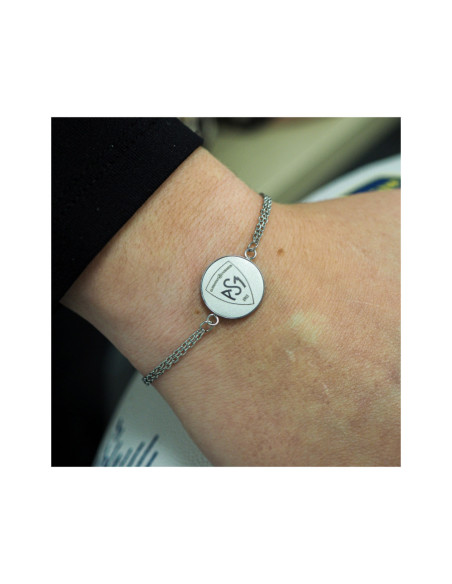 Bracelet ASM - acier argent - Logo blason ASM - argenté mat – Bijoux Officiels ASM Clermont