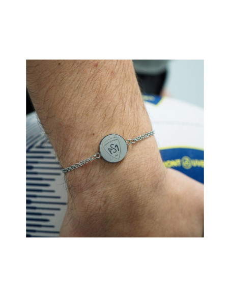 Bracelet ASM - acier argent - Logo blason ASM - argenté mat – Bijoux Officiels ASM Clermont