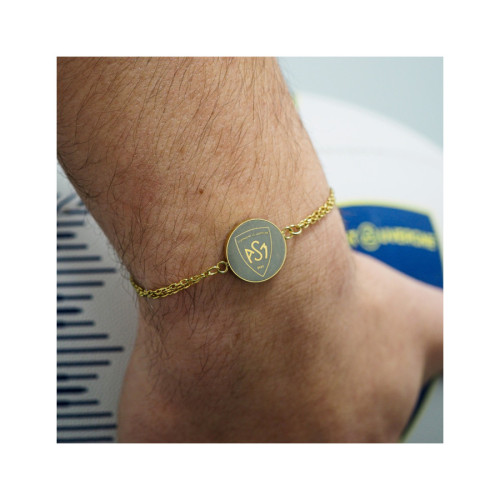Bracelet ASM - acier doré - Logo blason ASM - doré mat – Bijoux Officiels ASM Clermont 2