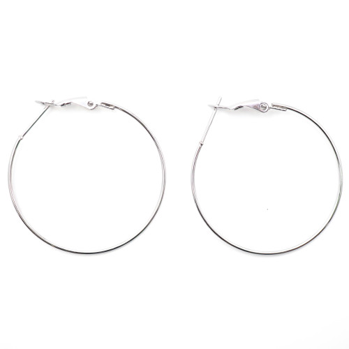 Créoles en acier - couleur argent - tube rond 37x1x1mm - diamètre : 35mm - Carla Valenti