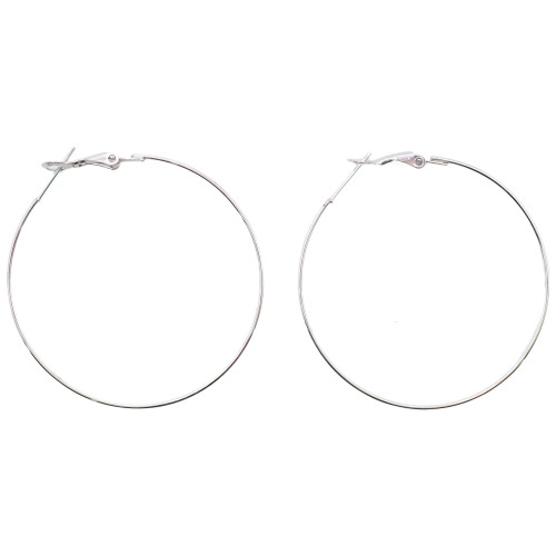 Créoles en acier - couleur argent - tube rond 47x1x1mm - diamètre : 45mm - Carla Valenti