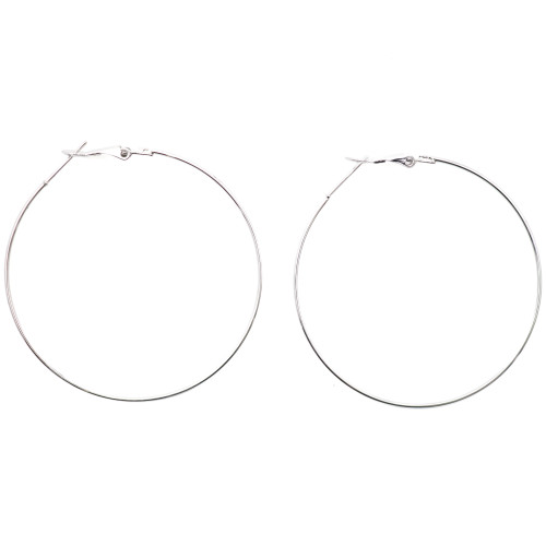 Créoles en acier - couleur argent - tube rond 52x1x1mm - diamètre : 50mm - Carla Valenti