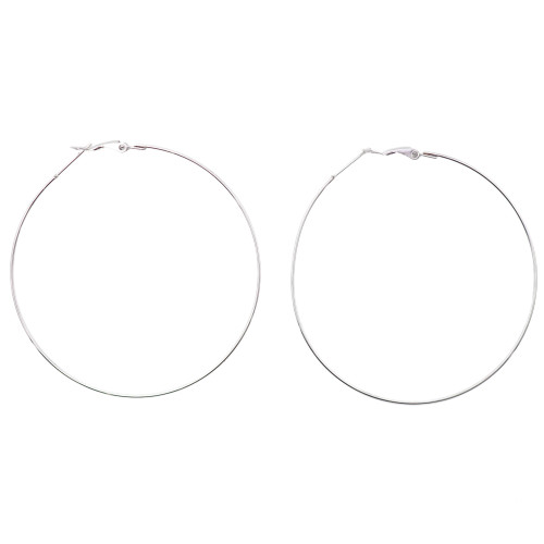 Créoles en acier - couleur argent - tube rond 62x1x1mm - diamètre : 60mm - Carla Valenti