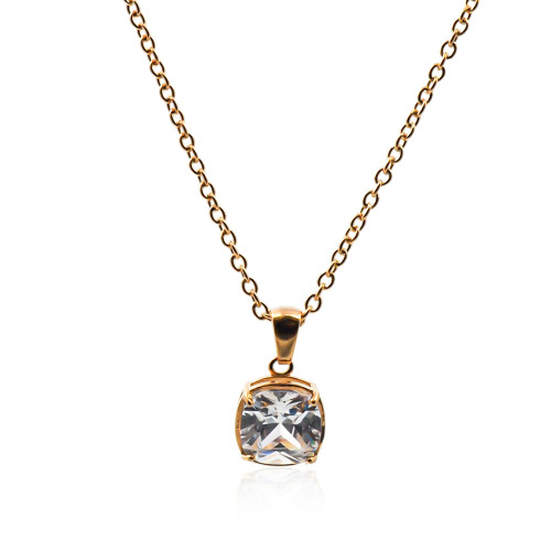 Collier en acier - doré - maille forçat - pendentif 14x11x6mm - 38+7cm - Carla Valenti