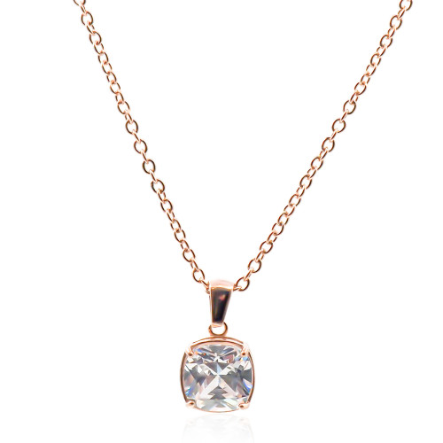 Collier en acier - rosé - maille forçat - pendentif 14x11x6mm - 38+7cm - Carla Valenti