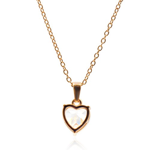 Collier en acier - doré - maille forçat - pendentif coeur 16x12x8mm - 40+7cm - Carla Valenti