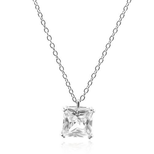 Collier en acier - couleur argent - maille forçat - pendentif 16x47x7mm - 40+7cm - Carla Valenti