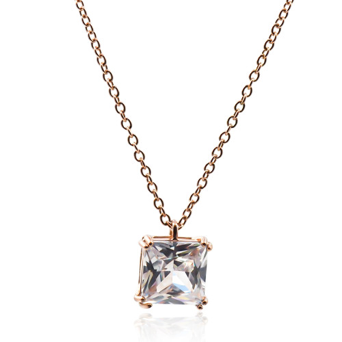 Collier en acier - rosé - maille forçat - pendentif 16x47x7mm - 40+7cm - Carla Valenti