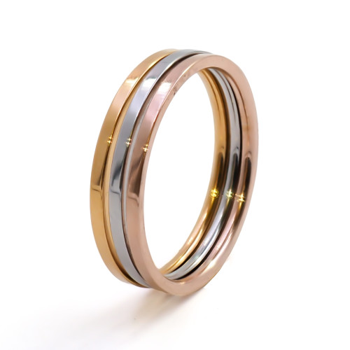 3 bagues en acier - couleur argent - doré - rosé - dimension 3,5x1,3mm - Carla Valenti