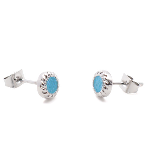 Boucles d'oreille en acier - couleur argent - dimension 6x6x2mm - Carla Valenti