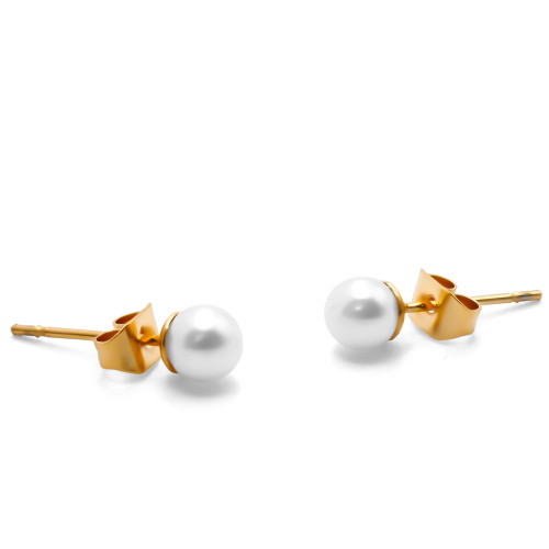 Boucles d'oreille en acier - doré - perle de culture - dimension 5mm - Carla Valenti