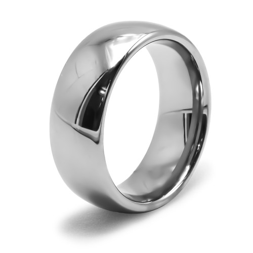 Bague tungstène - couleur argent - intérieur confort - finition bombée - poli - largeur 8mm - Carla Valenti