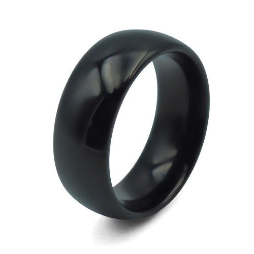 Bague tungstène - PVD Noir - intérieur confort - finition bombée - poli - largeur 8mm - Carla Valenti