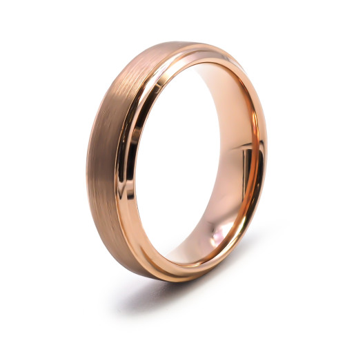 Bague tungstène - PVD rosé - intérieur confort - finition brossée - largeur 6mm - Carla Valenti