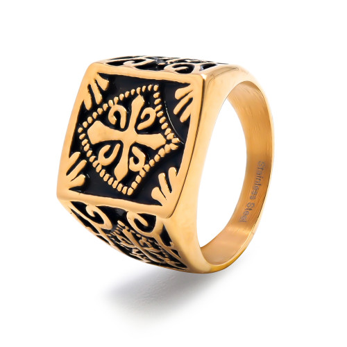 Chevalière en acier pour homme doré - Carla Valenti