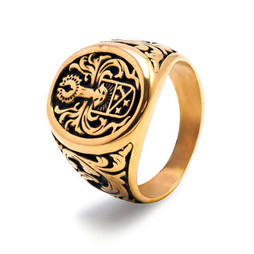 Chevalière en acier pour homme doré - Carla Valenti