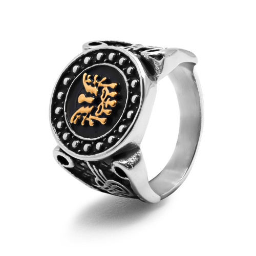 Chevalière en acier pour homme 2 tons - Carla Valenti