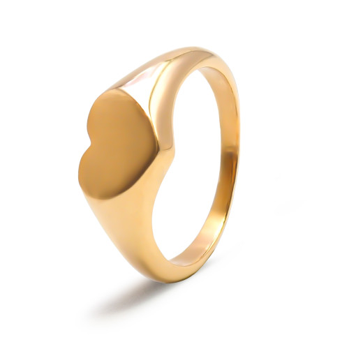 Chevalière en acier PVD doré - cœur - Carla Valenti