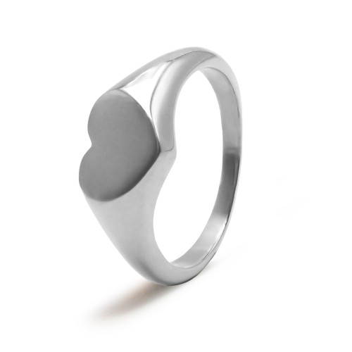 Chevalière en acier - cœur - Carla Valenti