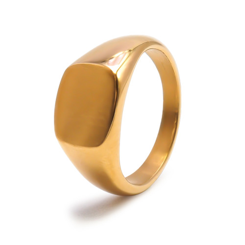 Chevalière en acier PVD doré - carré - Carla Valenti