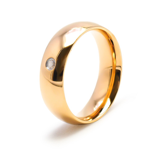 Anneau en acier PVD doré 6mm - zircon - Carla Valenti