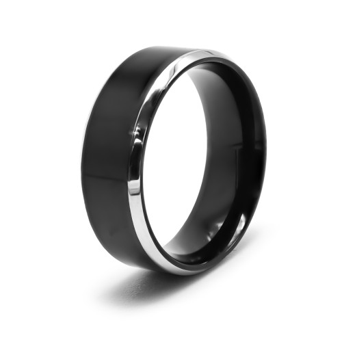 Bague en acier 2 tons - PVD noir - 6mm - Carla Valenti