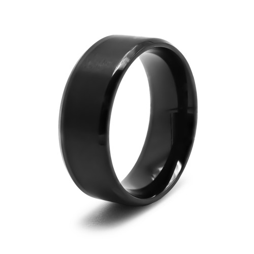 Bague en acier PVD noir - 8mm - Carla Valenti