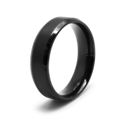 Bague en acier PVD noir - 6mm - Carla Valenti