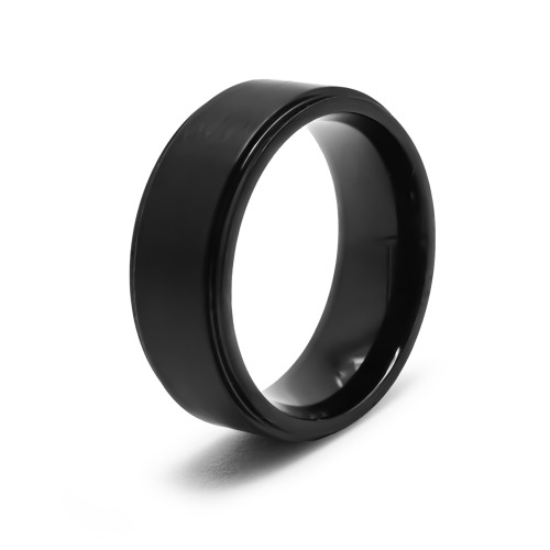 Bague en acier PVD noir - 8mm - Carla Valenti