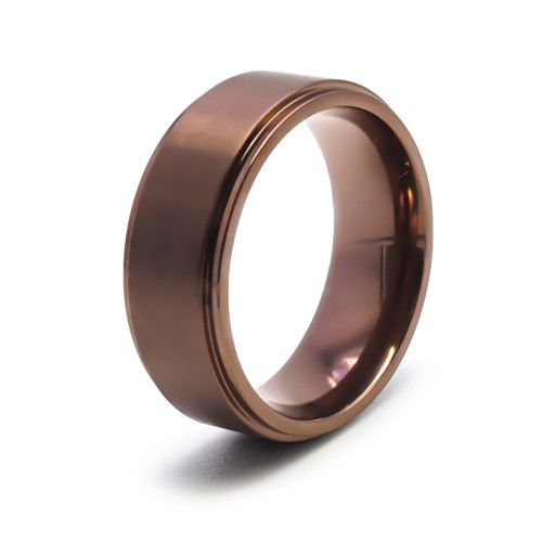 Bague en acier PVD marron - 8mm - Carla Valenti