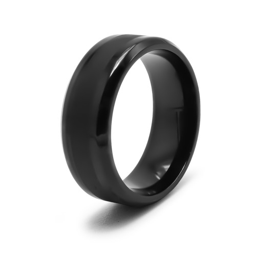 Bague en acier PVD noir - 8mm - Carla Valenti
