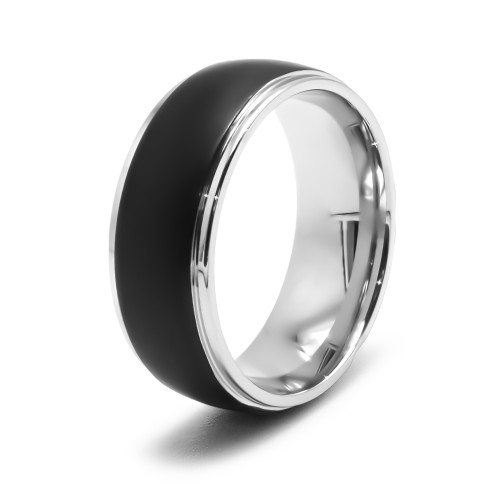 Bague en acier 2 tons - PVD noir - 8mm - Carla Valenti