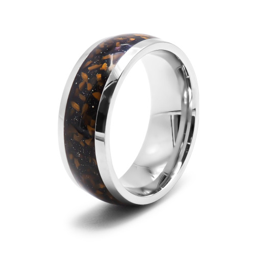 Bague en acier  - 8mm - bois - Carla Valenti