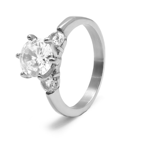 Bague en acier - zircons - Carla Valenti