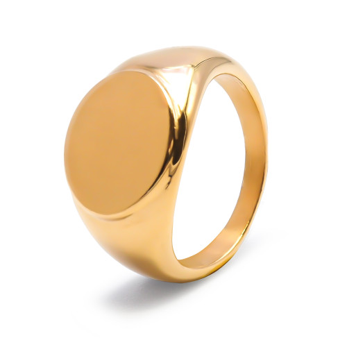 Chevalière en acier doré ovale - Carla Valenti