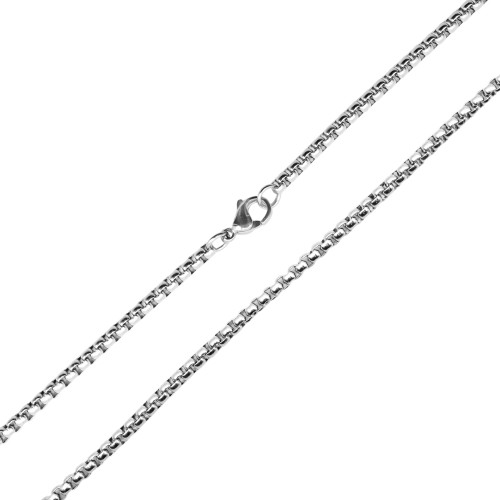 Chaine acier maille perles carrées - épaisseur 3mm - 50cm - Carla Valenti